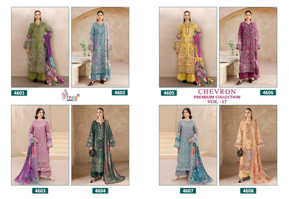 Chevron Vol 17 Premium Collection Shree Fabs Cotton Pakistani Patch Work Suits Wholesaler
