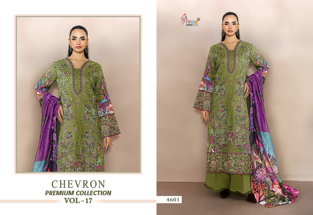 Chevron Vol 17 Premium Collection Shree Fabs Cotton Pakistani Patch Work Suits Wholesaler