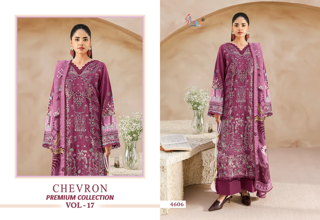 Chevron Vol 17 Premium Collection Shree Fabs Cotton Pakistani Patch Work Suits Wholesaler