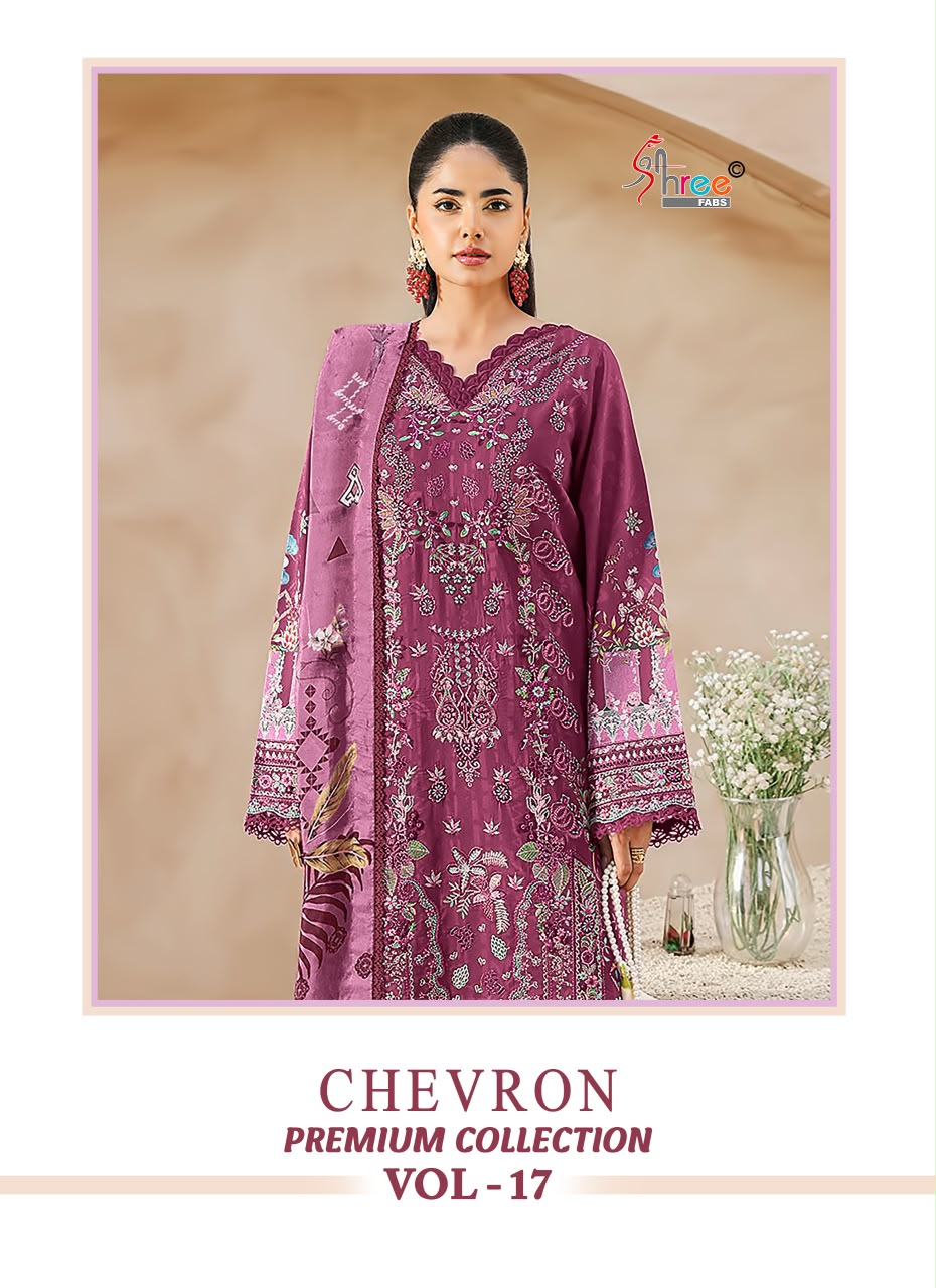 Chevron Vol 17 Premium Collection Shree Fabs Cotton Pakistani Patch Work Suits Wholesaler