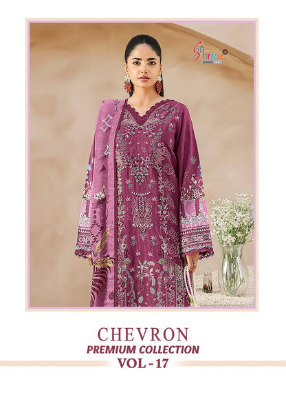 Chevron Vol 17 Premium Collection Shree Fabs Cotton Pakistani Patch Work Suits Wholesaler