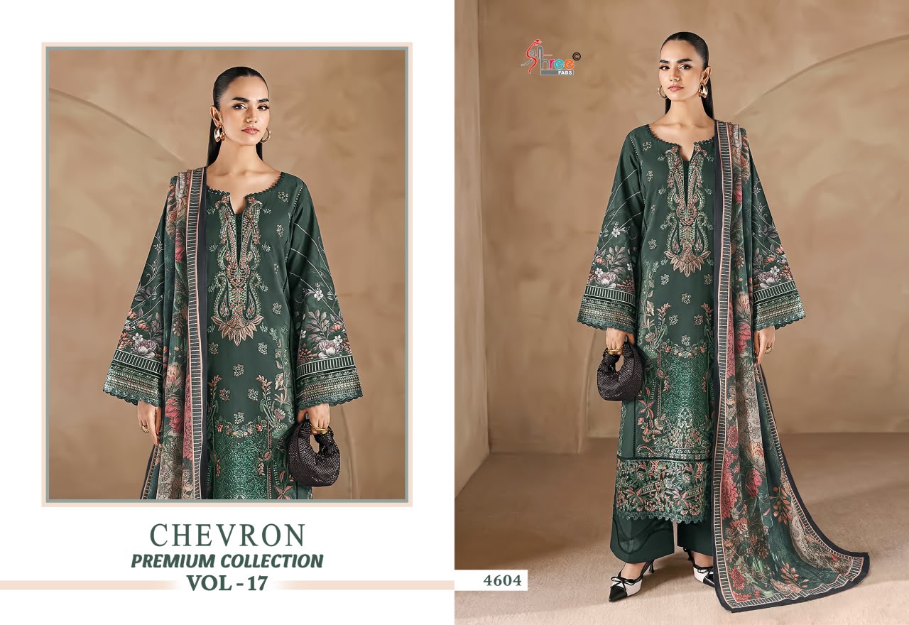Chevron Vol 17 Premium Collection Shree Fabs Cotton Pakistani Patch Work Suits Wholesaler