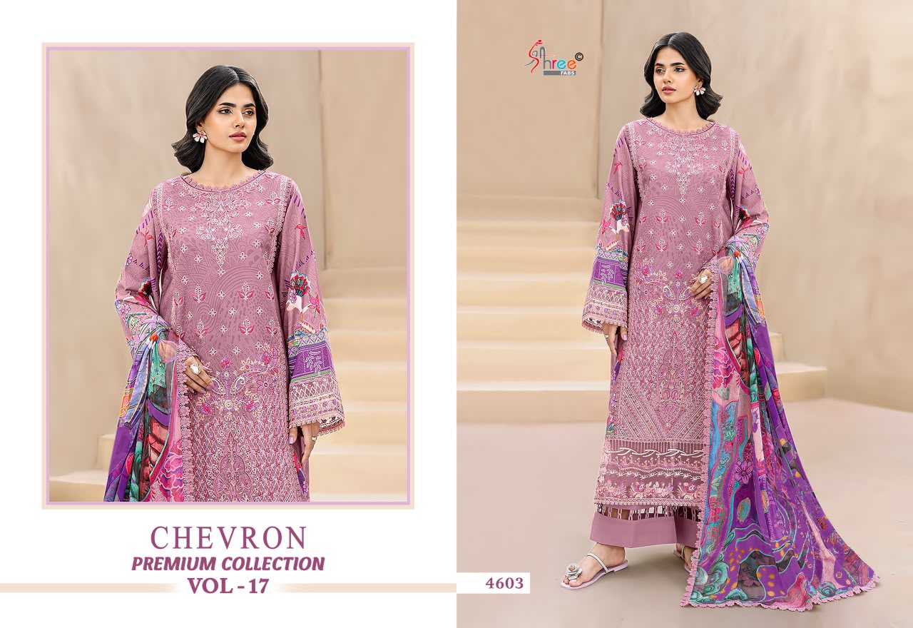 Chevron Vol 17 Premium Collection Shree Fabs Cotton Pakistani Patch Work Suits Wholesaler