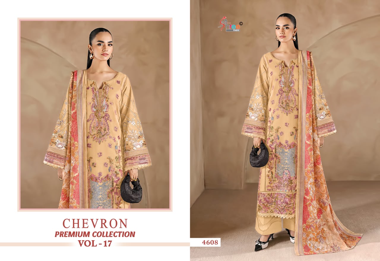 Chevron Vol 17 Premium Collection Shree Fabs Cotton Pakistani Patch Work Suits Wholesaler
