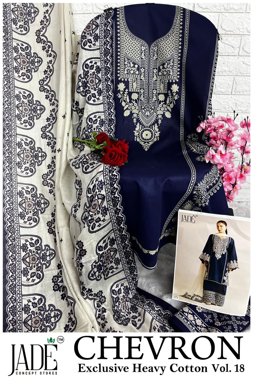 Chevron Vol 18 Jade Mix Cotton Karachi Salwar Suits Wholesaler India
