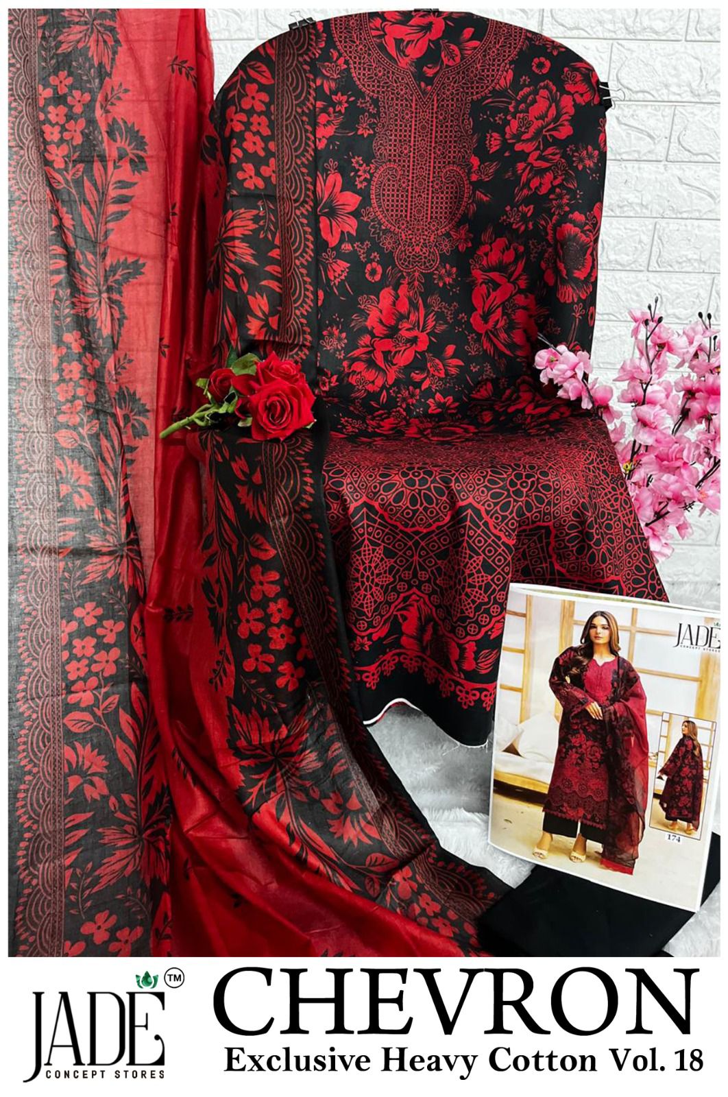 Chevron Vol 18 Jade Mix Cotton Karachi Salwar Suits Wholesaler India