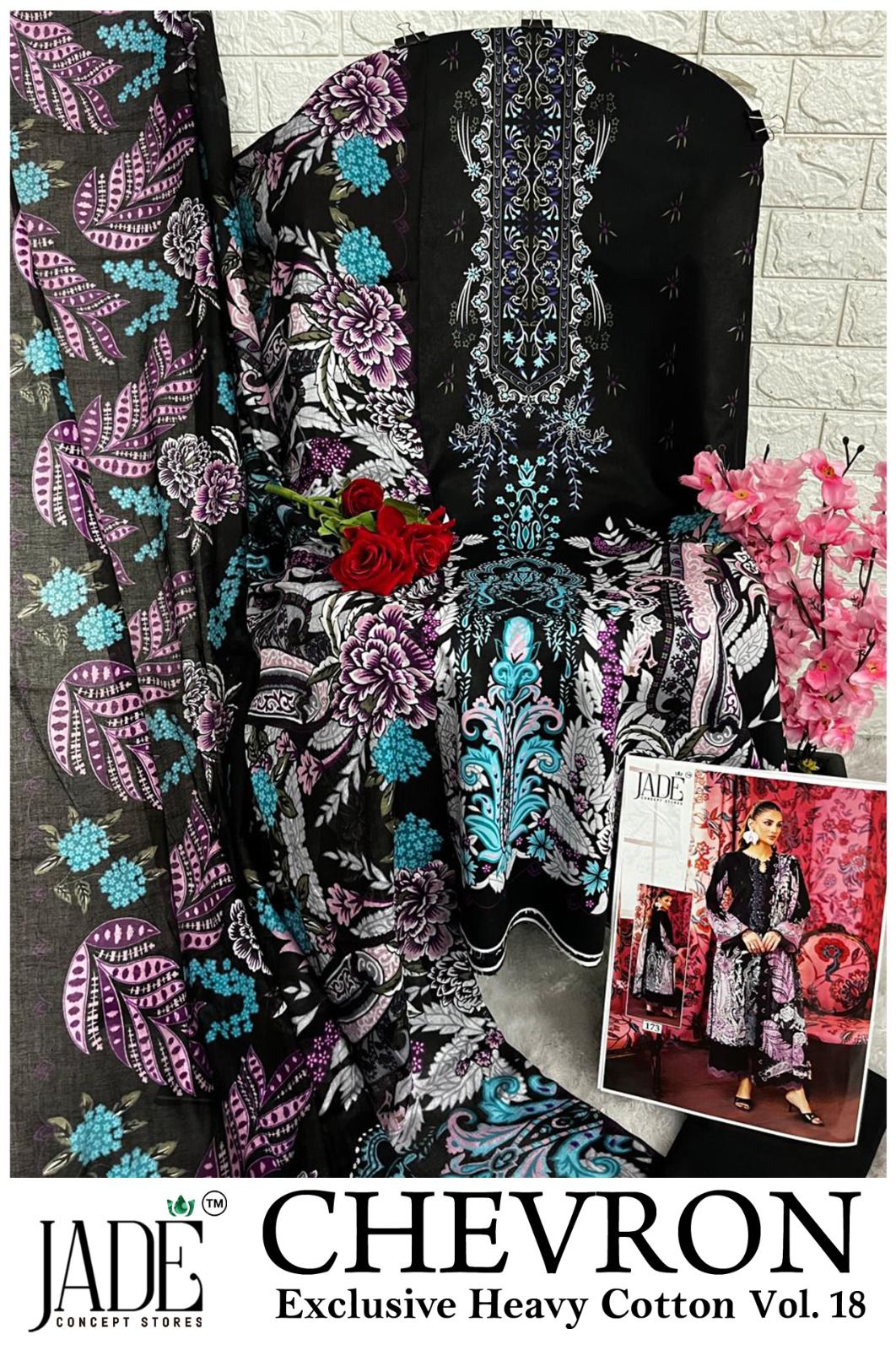 Chevron Vol 18 Jade Mix Cotton Karachi Salwar Suits Wholesaler India