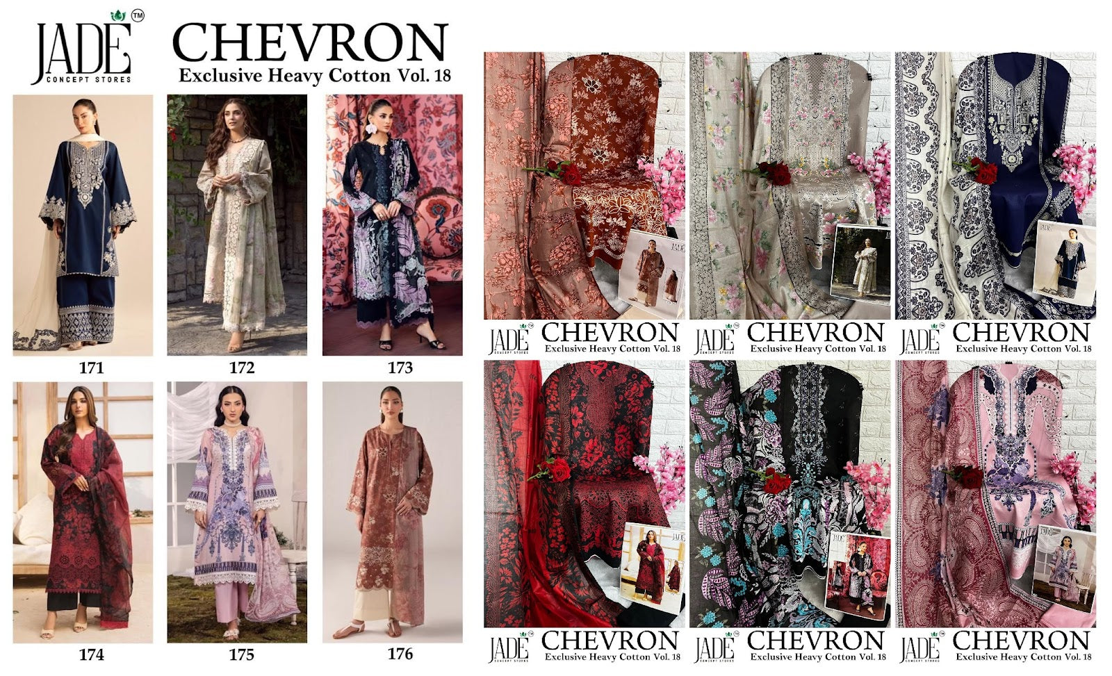 Chevron Vol 18 Jade Mix Cotton Karachi Salwar Suits Wholesaler India