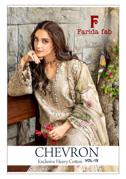 Chevron Vol 19 Farida Fab Lawn Cotton Karachi Salwar Suits Wholesaler Gujarat