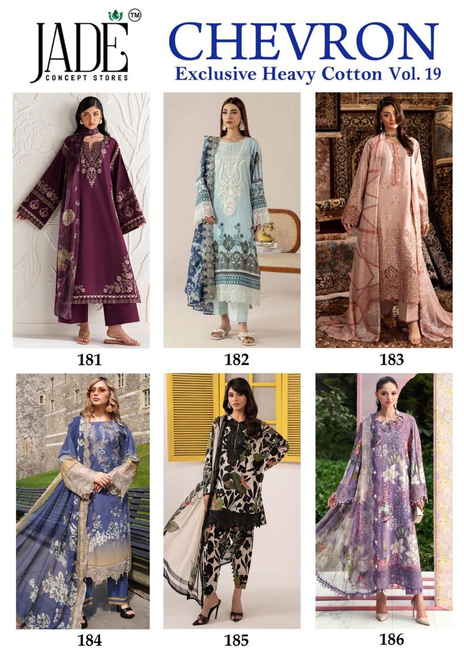 Chevron Vol 19 Jade Mix Cotton Karachi Salwar Suits Wholesale Price