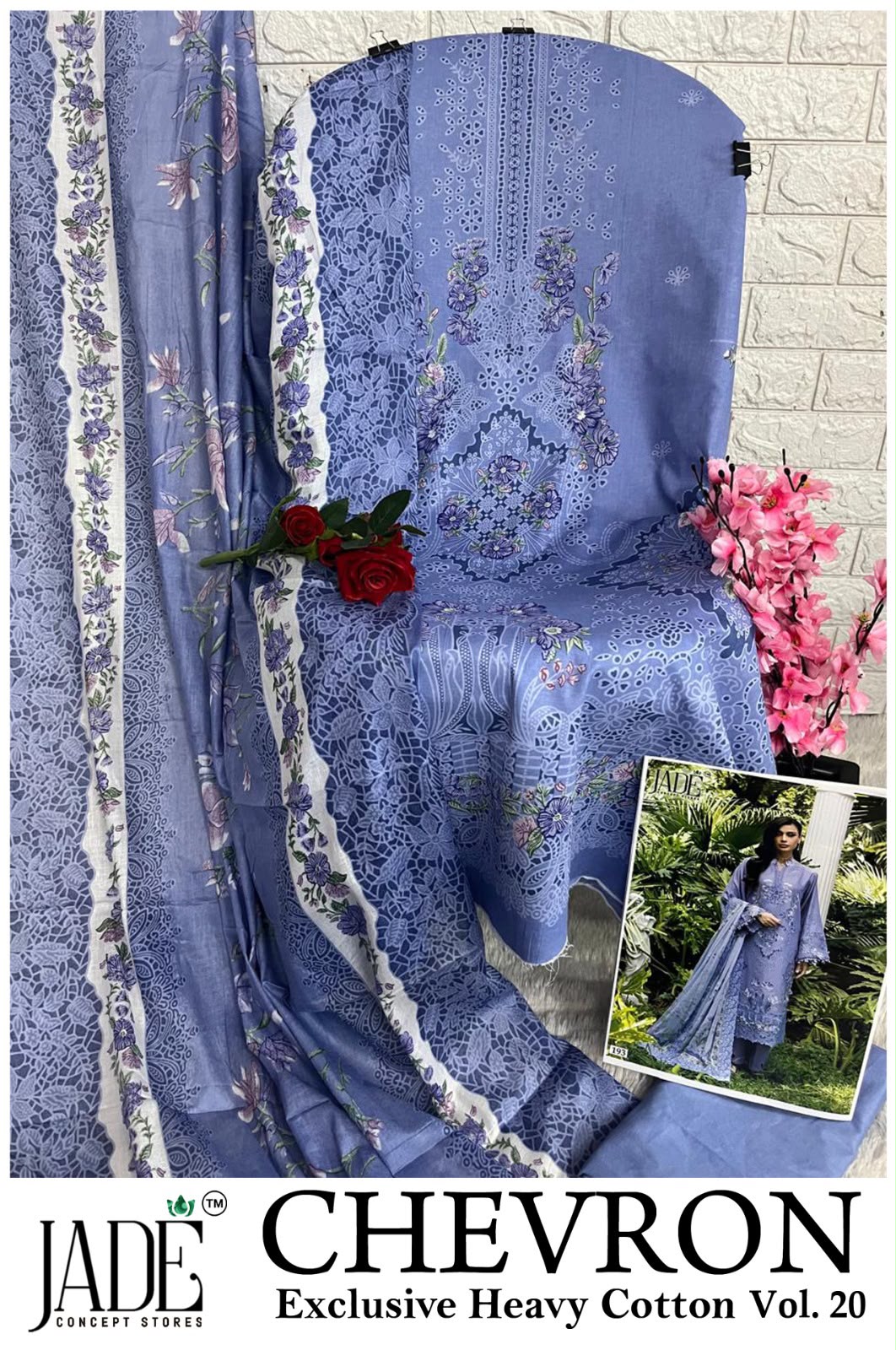 Chevron Vol 20 Jade Mix Cotton Karachi Salwar Suits Exporter Ahmedabad