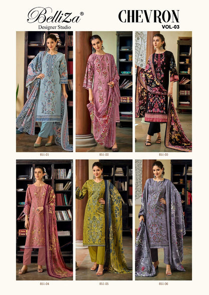 Chevron Vol 3 Belliza Designer Studio Cotton Karachi Salwar Suits Wholesale Price