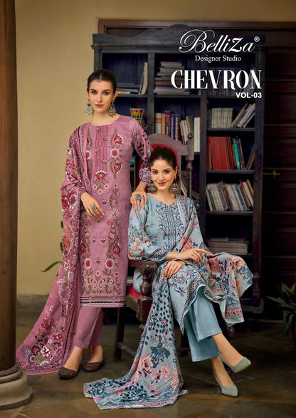 Chevron Vol 3 Belliza Designer Studio Cotton Karachi Salwar Suits Wholesale Price