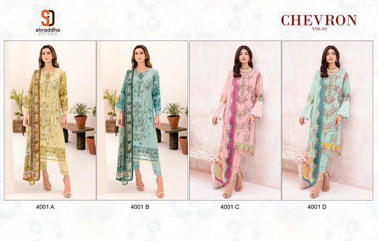 Chevron Vol 4 4001 Shraddha Designer Cotton Pakistani Patch Work Suits Exporter
