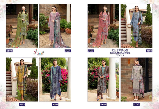 Chevron Vol 8 Premium Collection Shree Fabs Cotton Pakistani Patch Work Suits Exporter