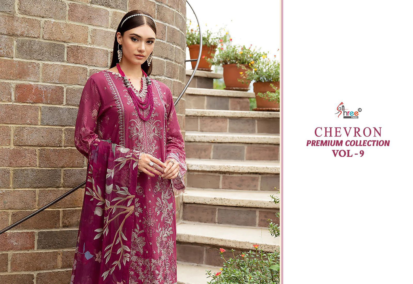 Chevron Vol 9 Premium Collection Shree Fabs Cotton Pakistani Patch Work Suits Supplier