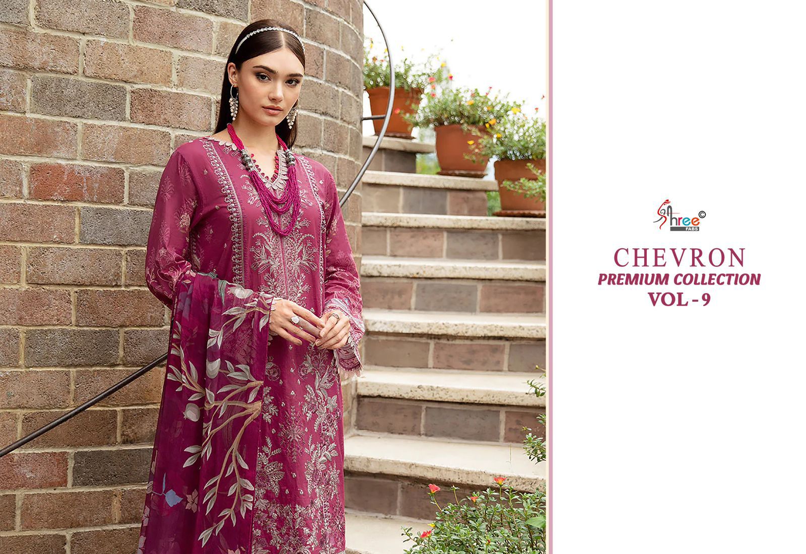 Chevron Vol 9 Premium Collection Shree Fabs Cotton Pakistani Patch Work Suits Supplier