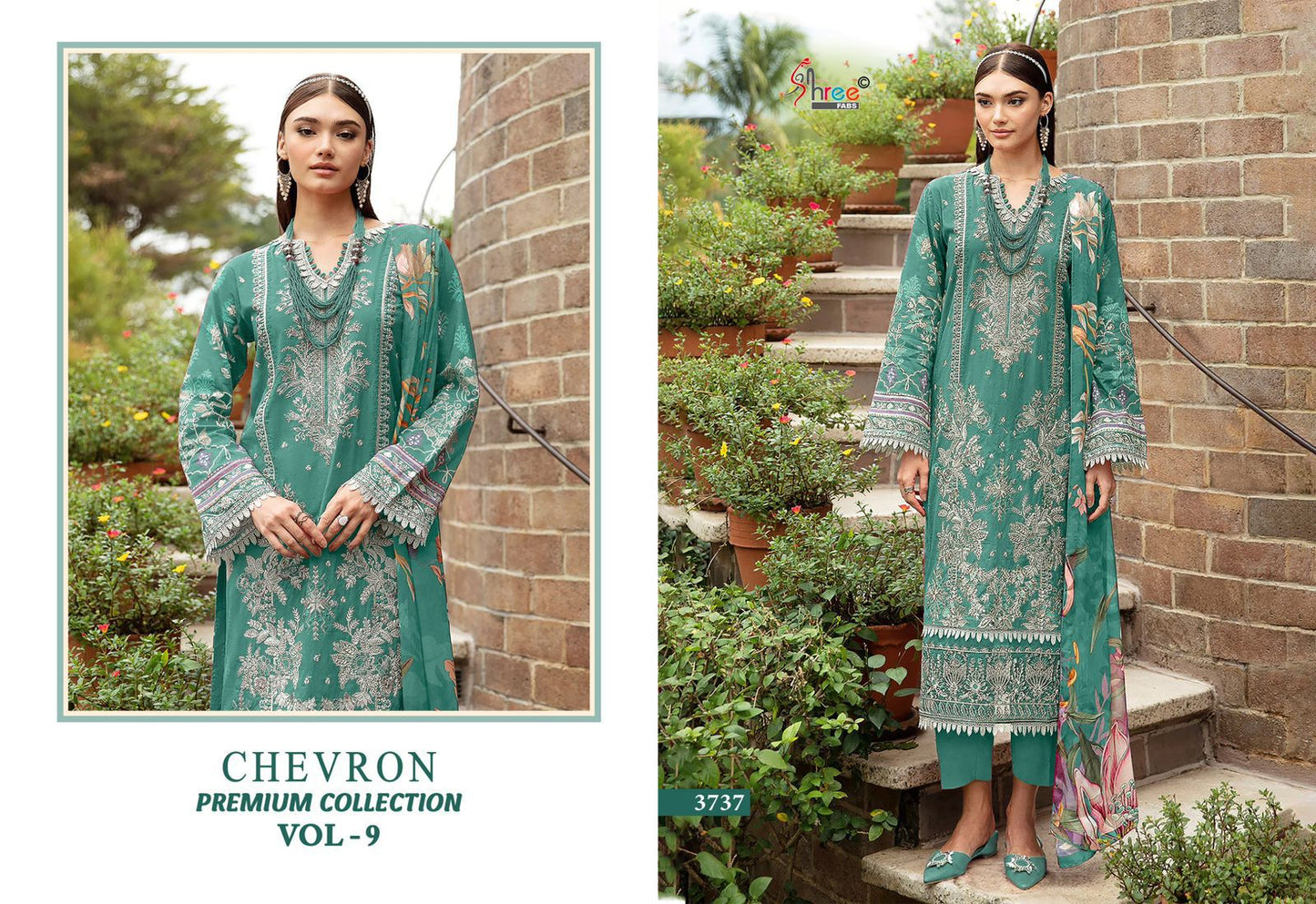 Chevron Vol 9 Premium Collection Shree Fabs Cotton Pakistani Patch Work Suits Supplier