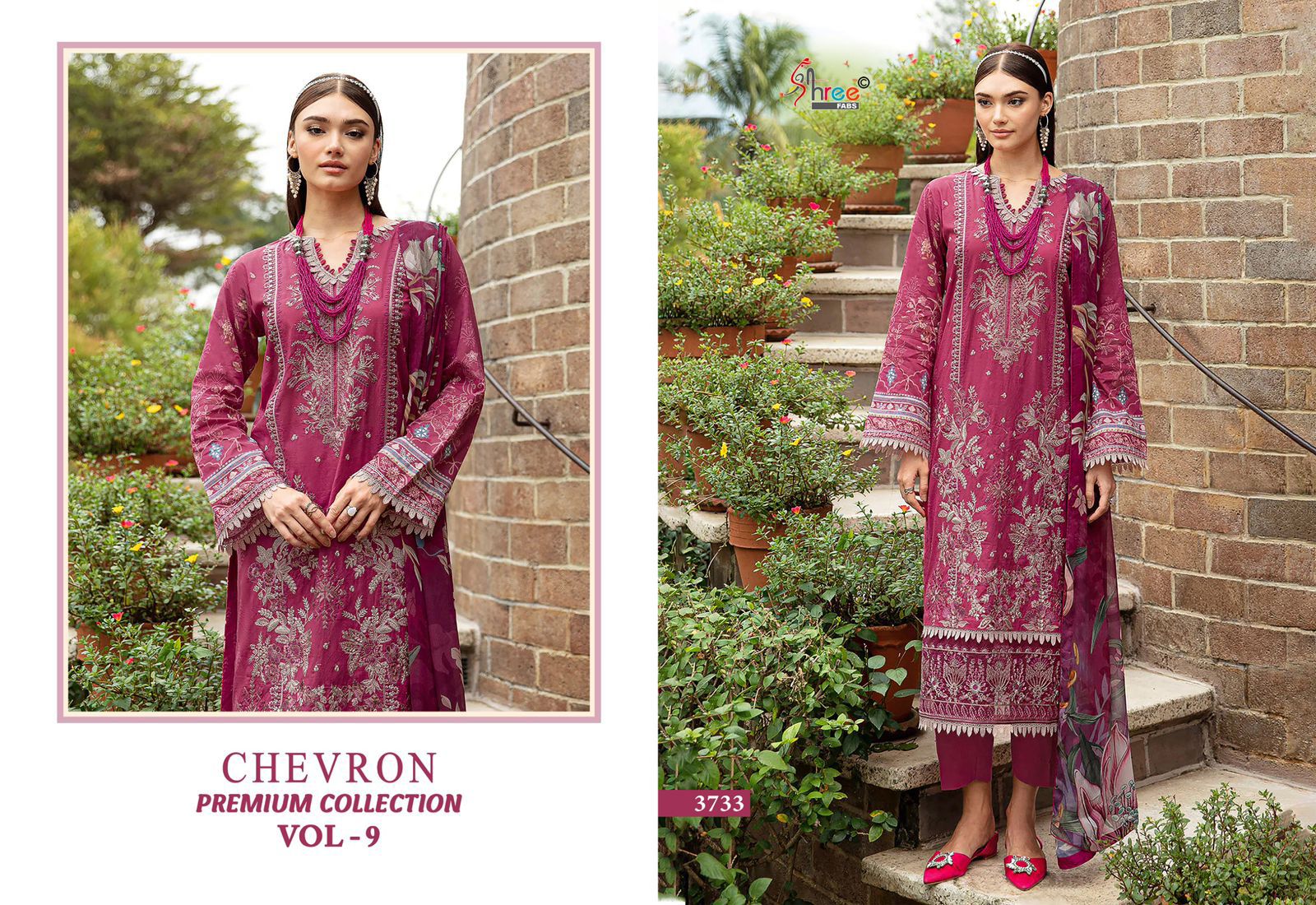 Chevron Vol 9 Premium Collection Shree Fabs Cotton Pakistani Patch Work Suits Supplier