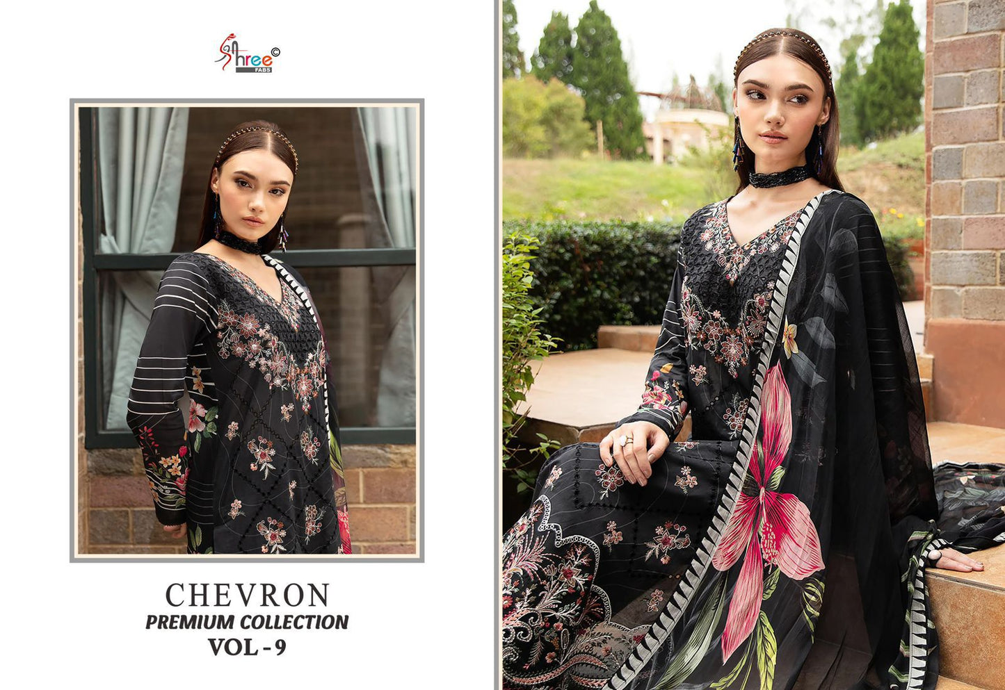 Chevron Vol 9 Premium Collection Shree Fabs Cotton Pakistani Patch Work Suits Supplier