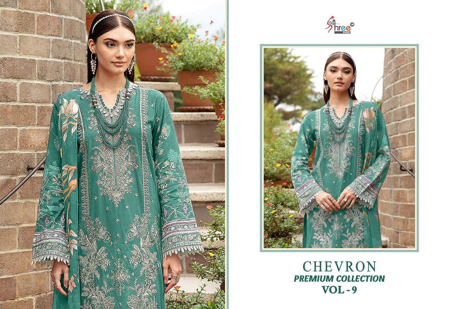 Chevron Vol 9 Premium Collection Shree Fabs Cotton Pakistani Patch Work Suits Supplier