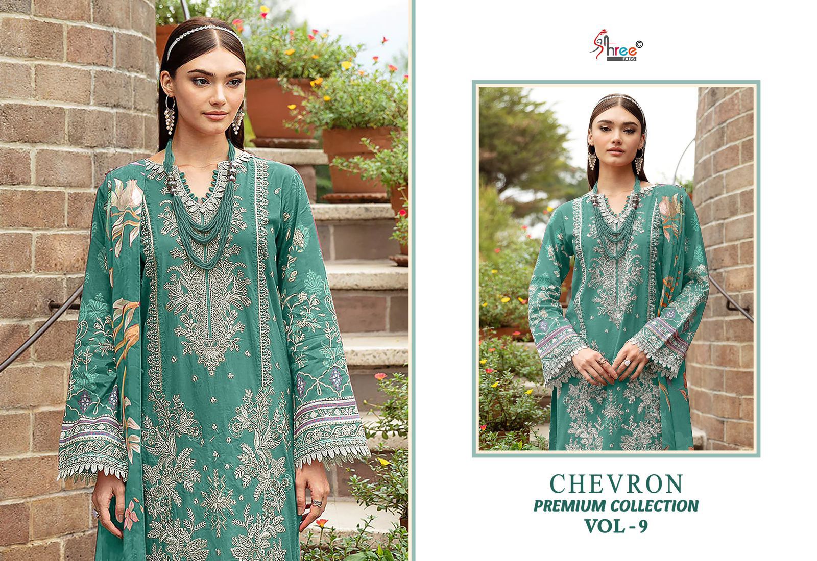 Chevron Vol 9 Premium Collection Shree Fabs Cotton Pakistani Patch Work Suits Supplier