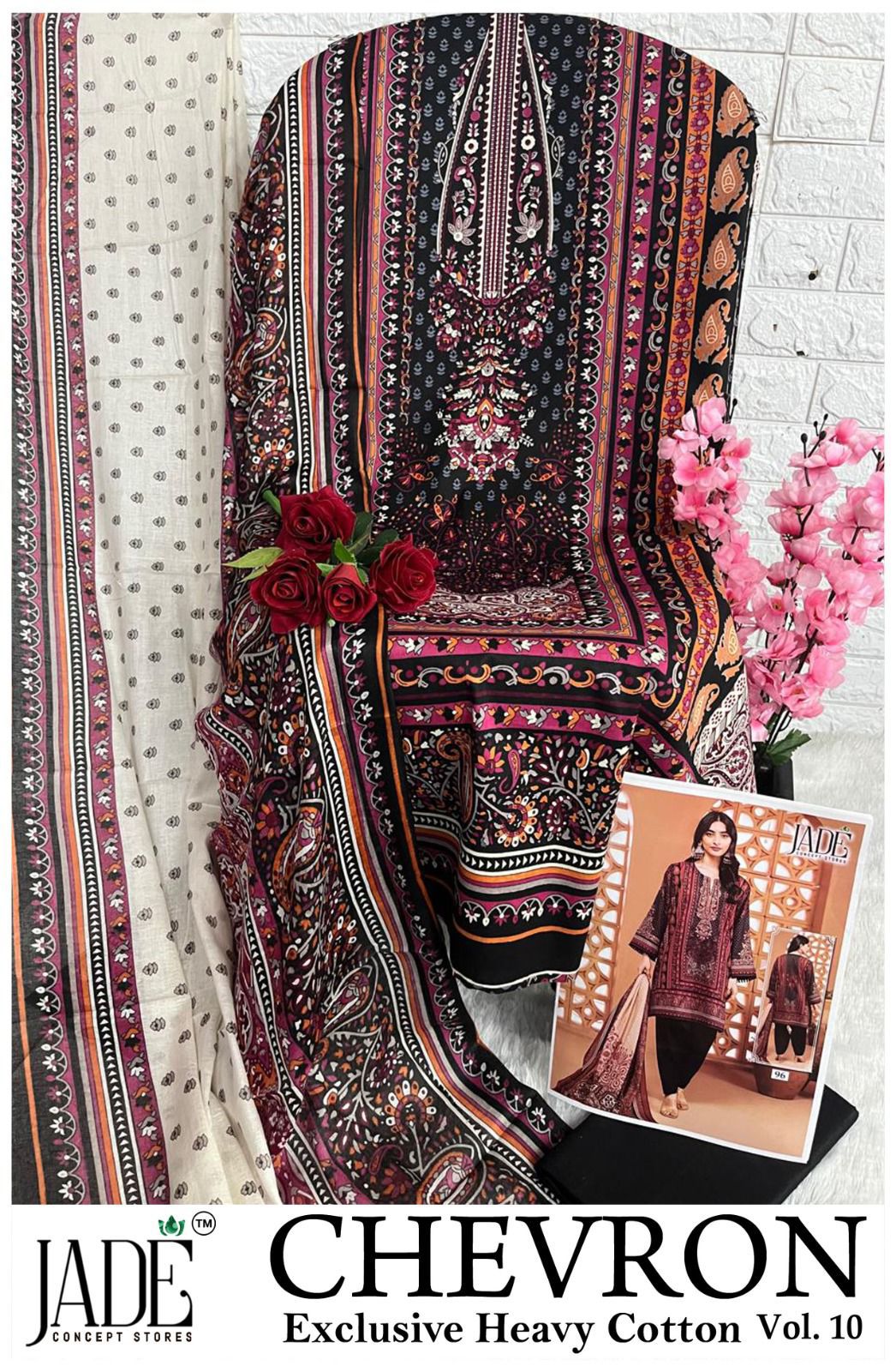 शेवरॉन वॉल्यूम 10 एक्सक्लूसिव हैवी कॉटन जेड लॉन कराची सलवार सूट थोक मूल्य