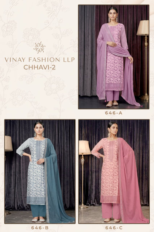 Chhavi 2 Kuleesh Vinay Fashion Llp Viscose Muslin Pant Style Suits Wholesale Rate