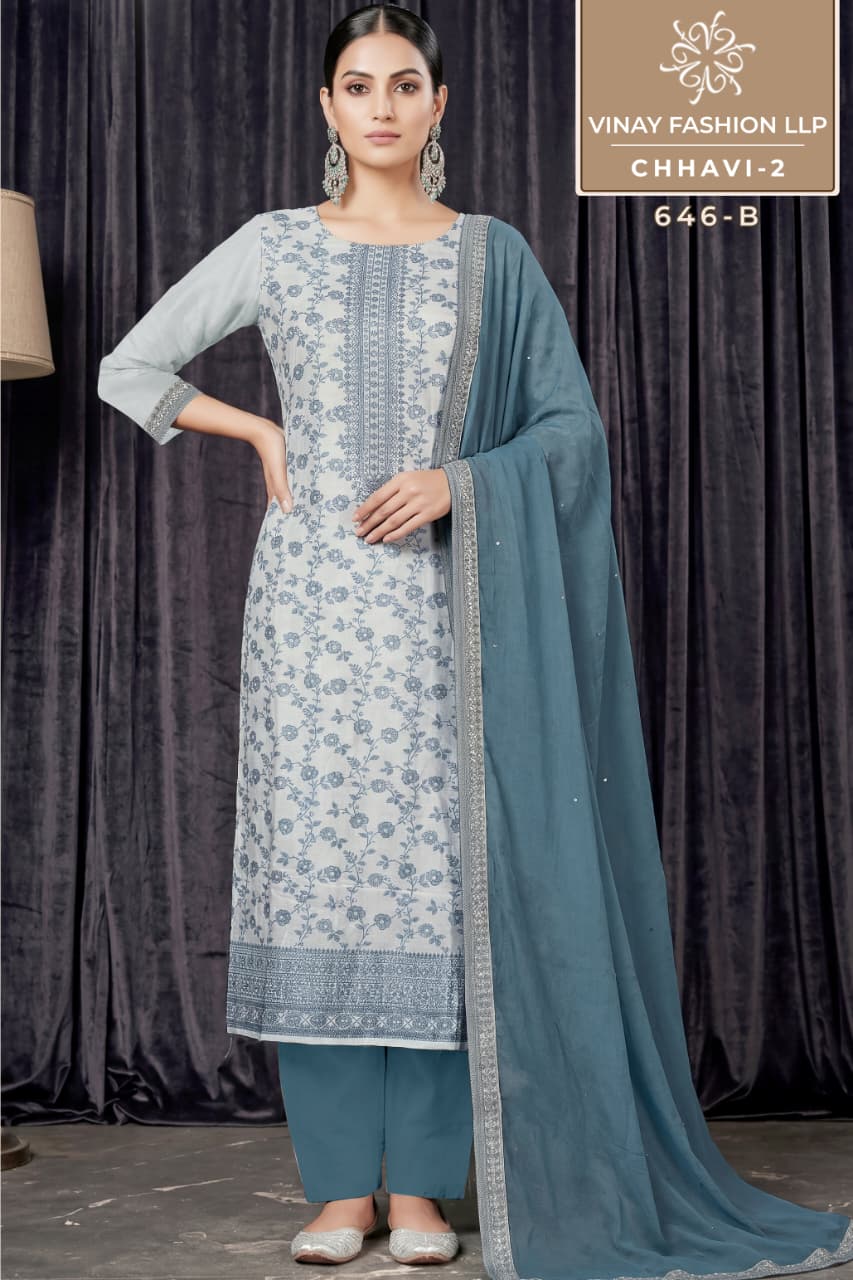 Chhavi 2 Kuleesh Vinay Fashion Llp Viscose Muslin Pant Style Suits Wholesale Rate