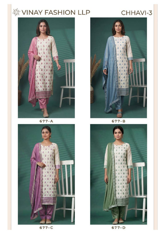 Chhavi 3 Kuleesh Vinay Fashion Llp Viscose Muslin Pant Style Suits Wholesale Rate