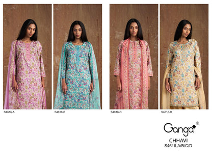 Chhavi 4616 Ganga Cotton Pant Style Suits Wholesaler India