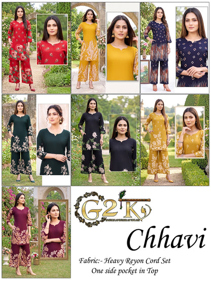 Chhavi G2K Reyon Kurti Plazzo Set Wholesaler