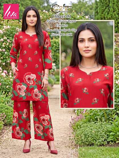 Chhavi G2K Reyon Kurti Plazzo Set Wholesaler