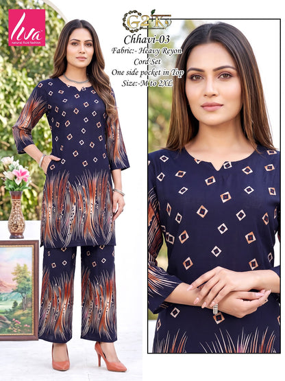 Chhavi G2K Reyon Kurti Plazzo Set Wholesaler