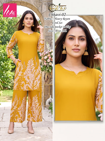 Chhavi G2K Reyon Kurti Plazzo Set Wholesaler