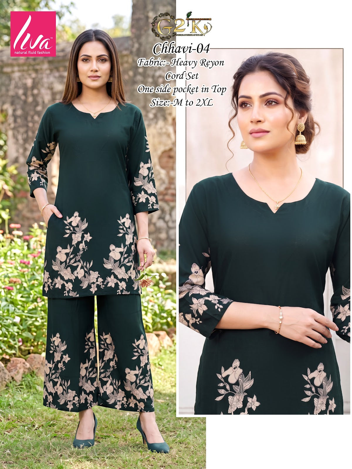 Chhavi G2K Reyon Kurti Plazzo Set Wholesaler