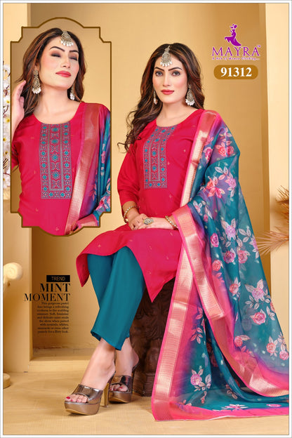 Chhaya Mayra Roman Silk Readymade Pant Style Suits Supplier