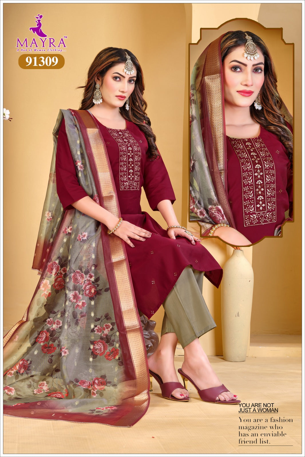 Chhaya Mayra Roman Silk Readymade Pant Style Suits Supplier