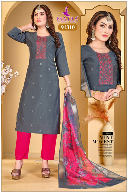 Chhaya Mayra Roman Silk Readymade Pant Style Suits Supplier