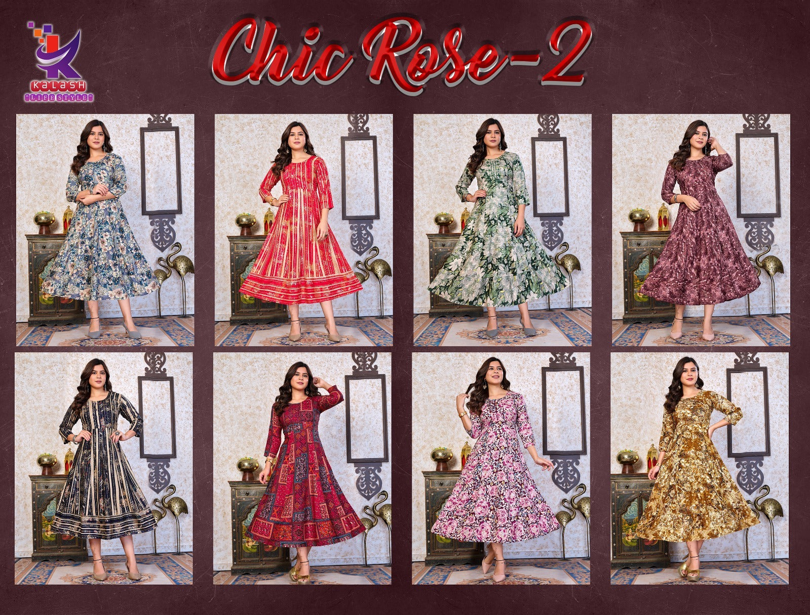 Chic Rose 2 Mlm Kalash Lifestyle Rayon 14Kg Anarkali Kurtis
