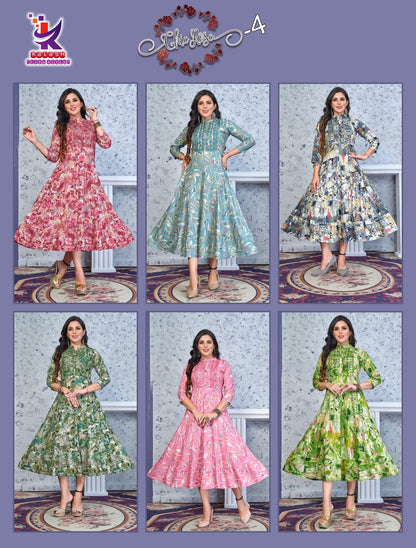 Chic Rose 4 Mlm Kalash Lifestyle Rayon 14Kg Anarkali Kurtis Wholesale