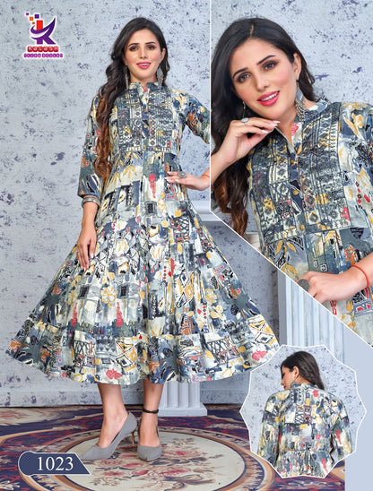 Chic Rose 4 Mlm Kalash Lifestyle Rayon 14Kg Anarkali Kurtis Wholesale