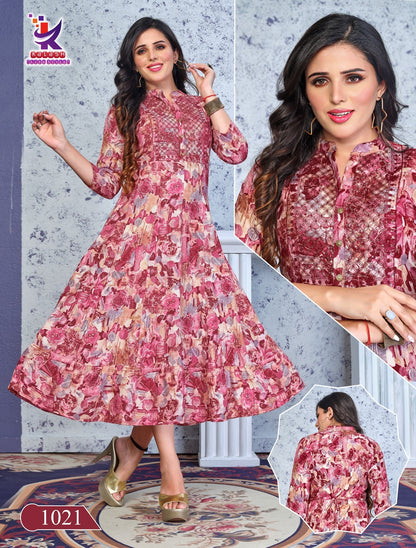 Chic Rose 4 Mlm Kalash Lifestyle Rayon 14Kg Anarkali Kurtis Wholesale