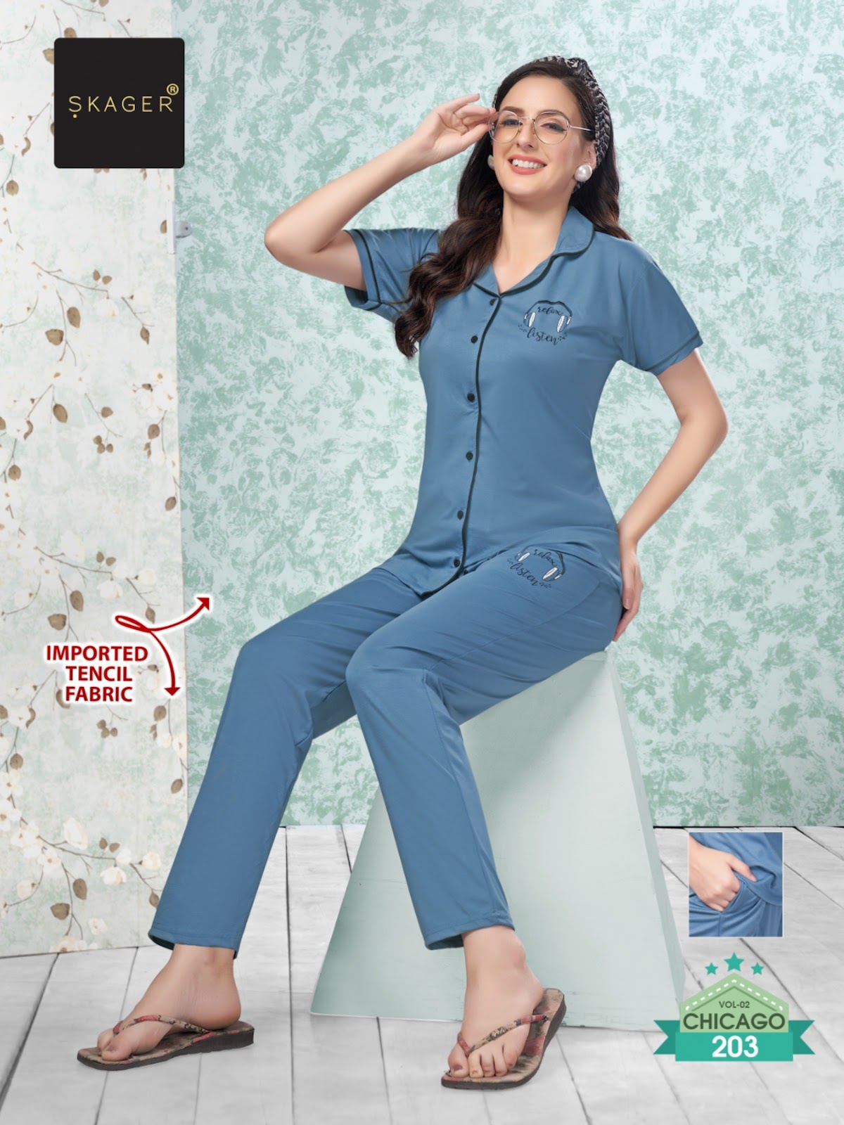 Chicago Vol 2 Skager Imported Collar Night Suits Supplier Ahmedabad