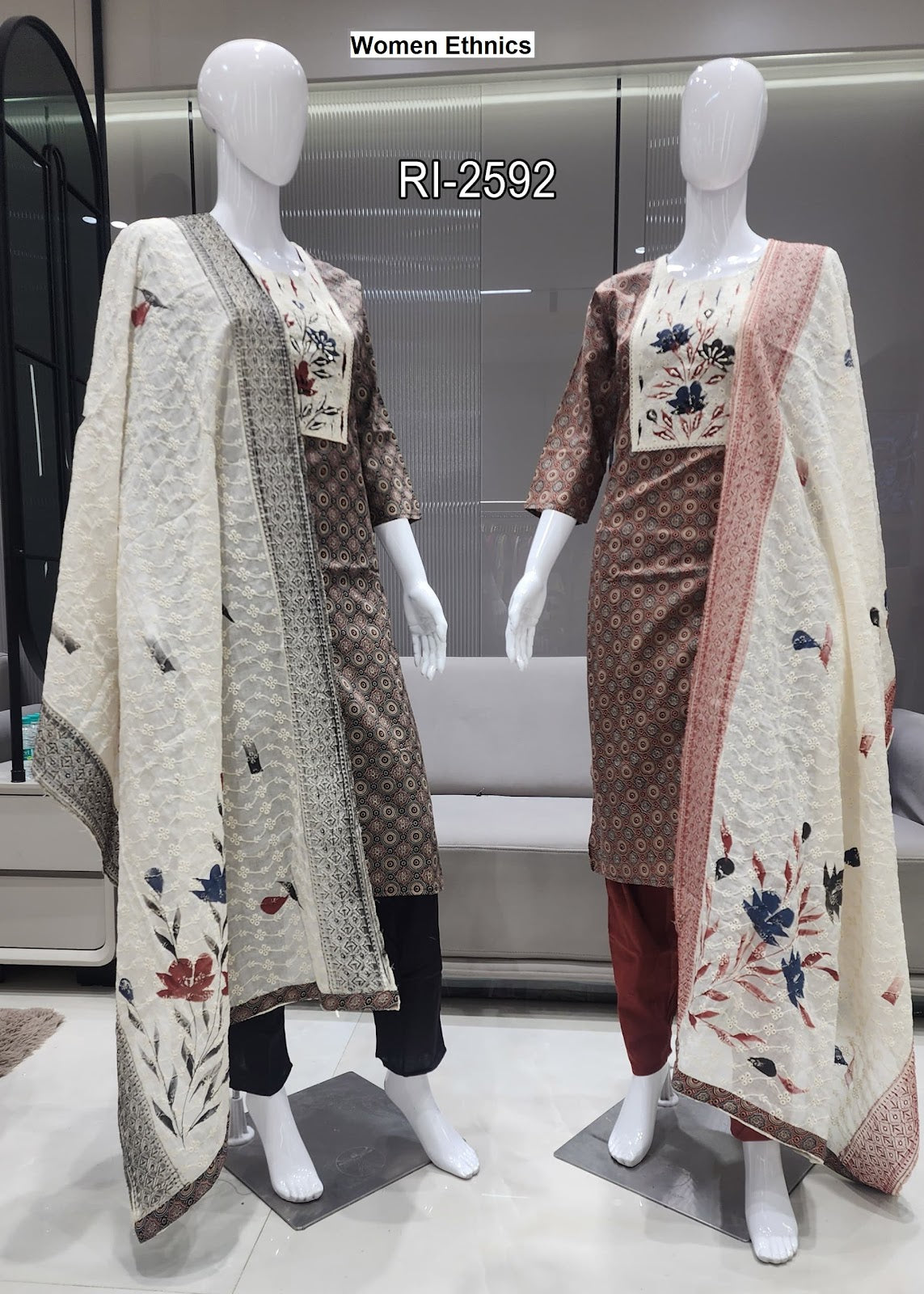 Chicken Dupatta 0606 Women Ethnics Cotton Readymade Pant Style Suits Exporter Gujarat