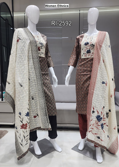 Chicken Dupatta 0606 Women Ethnics Cotton Readymade Pant Style Suits Exporter Gujarat