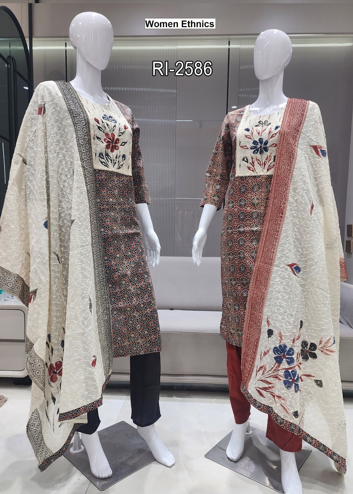 Chicken Dupatta 0606 Women Ethnics Cotton Readymade Pant Style Suits Exporter Gujarat