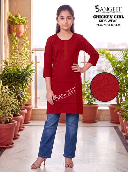 Chicken Girl Sangeet Bombay Rayon Girls Kurti Wholesaler
