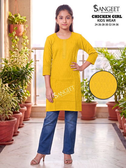 Chicken Girl Sangeet Bombay Rayon Girls Kurti Wholesaler