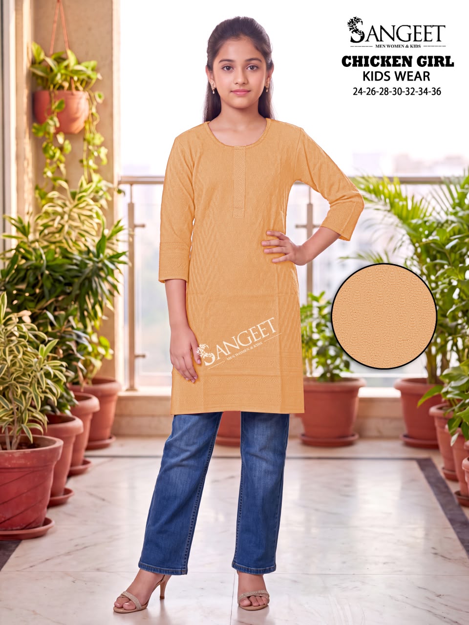 Chicken Girl Sangeet Bombay Rayon Girls Kurti Wholesaler